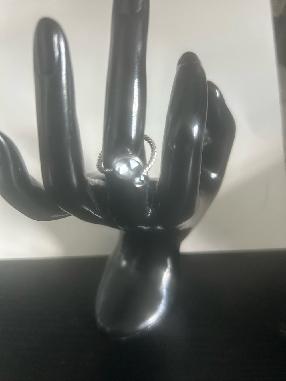 Silver Twisted Band Ring with Clear Stone